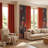 9-Piece Terracotta Brown & Black Botanical Queen Quilted Bedspread Set with Matching Curtains-136866069