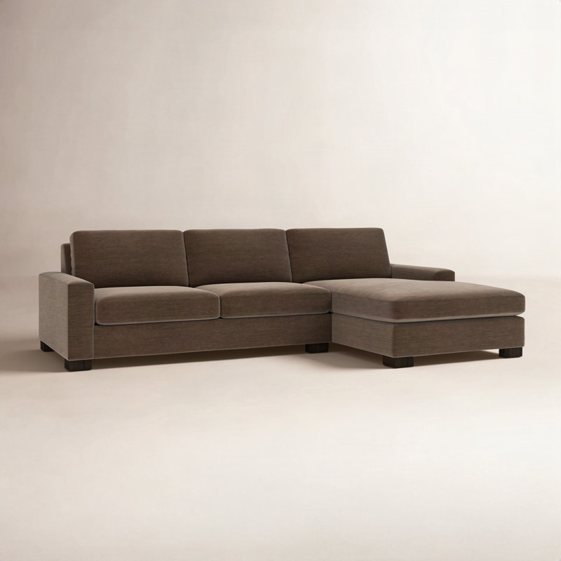 Jonie Chaise Sectional, Right Hand Facing, Nave Bark Performance Distressed Velvet