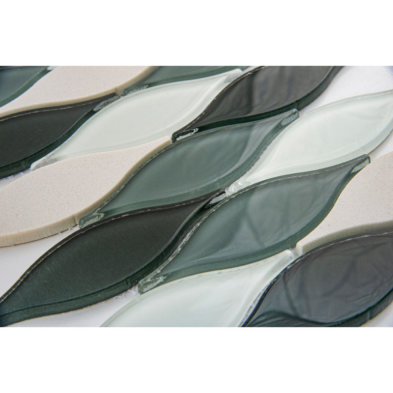 Zeille Glass and Metal Arabesque Mosaic Tile, Rain