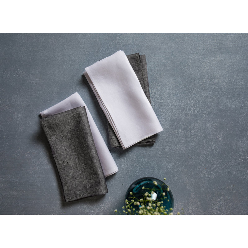 100% Pure Linen Dinner Napkins - Athena, Charcoal Gray
