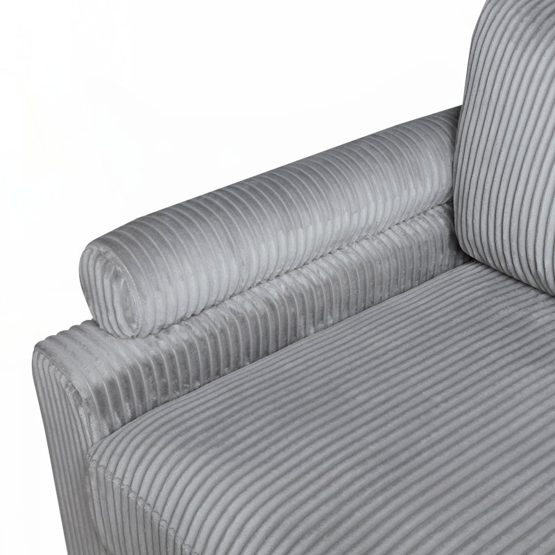 Fauteuil d'angle en velours côtelé gris
