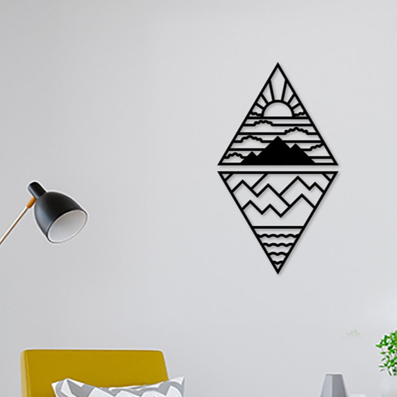 Élégant accessoire mural décoratif en métal, noir, 11,8 po x 27,6 po | Fabrication 100% métal, épaisseur: 0,08 pouce | Parfait pour la maison, le bureau ou la galerie, design durable et élégant