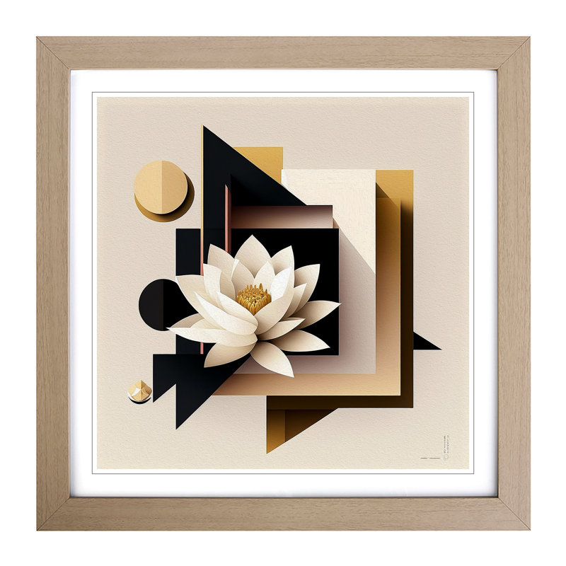 Lotus Flower Suprematism - Framed Print, Oak