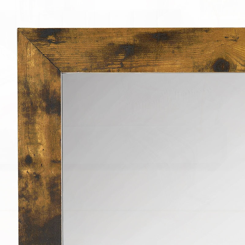 Industrial Square Mirror In Rustic Oak, Square, Light Gray, 35" x 35"