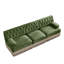 Canapé 3 places en tissu de velours adapté aux animaux de compagnie avec jupe à franges et boutons capitonnés, base en bois de qualité supérieure, conception ergonomique, combinaison libre pour les salons, les aires de repos et les chambres à coucher, vert-990996026