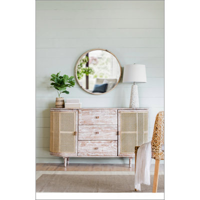 57x16x33" Tv Console With Cane Doors Stable support, multi-functional design