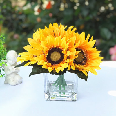 Silk Sunflower Arrangement in Vase