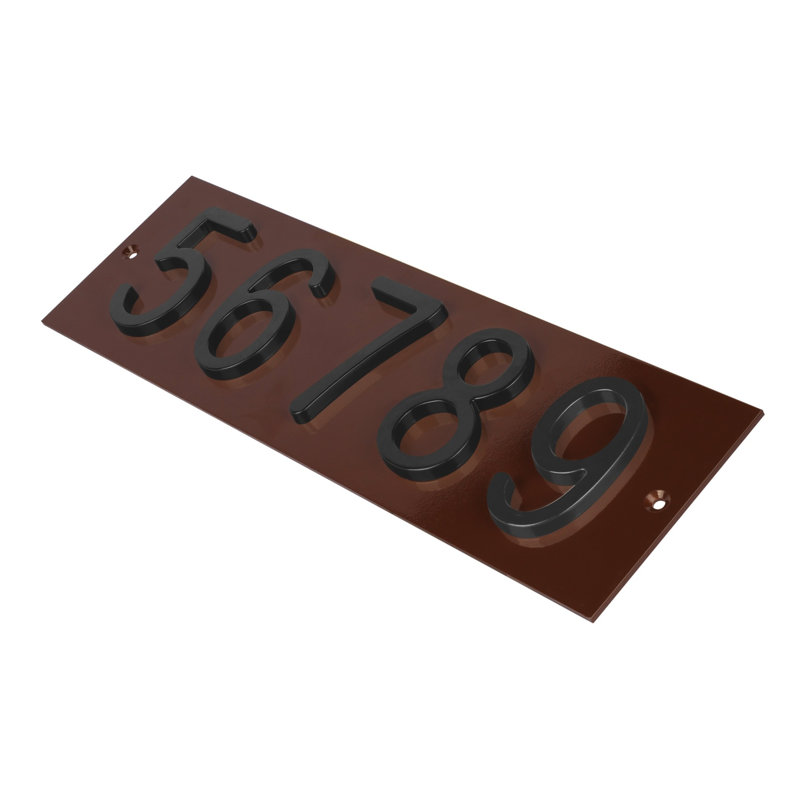 Plaque d'adresse horizontale Amgo, Brun, Noir, noir, noir, noir, Oui