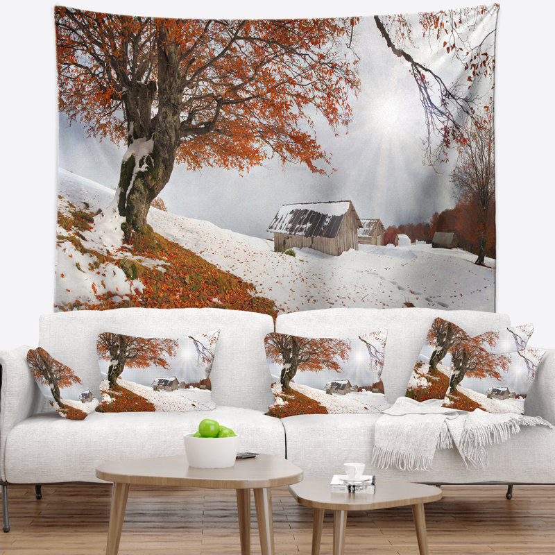 Paysage, neige soudaine dans la première tapisserie d'automne, H 50 po x l 60 po