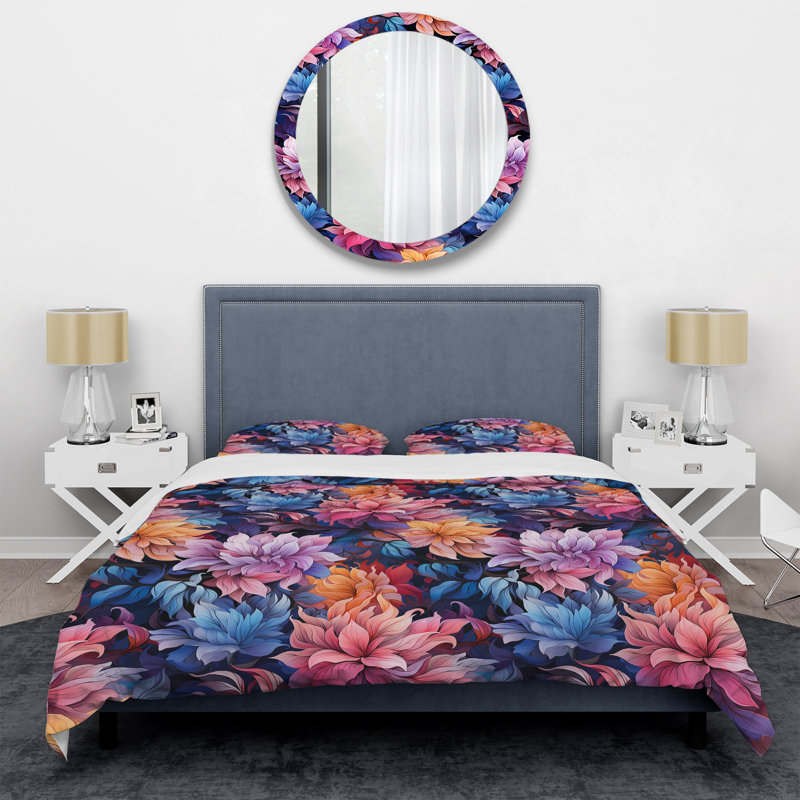 Purple Enchanted Forest Floral Pattern I - Ensemble de housse de couette à motif floral