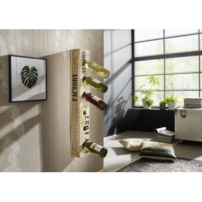 Factory Solid Wood Wall Mounted Wine Bottle Rack in Ecru