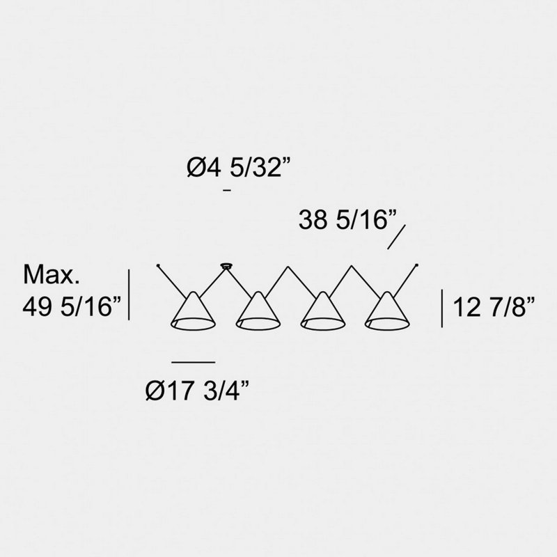 Luminaire suspendu Super Attic 4, H 49,31 po x l 157,5 po x P 17,75 po, 4