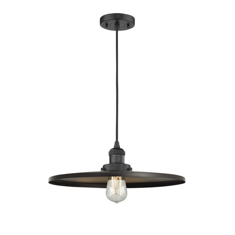 Luminaire suspendu simple à 1 lumière Appalachian, H 5,88 po x l 16 po x P 16 po, Noir mat, Noir mat
