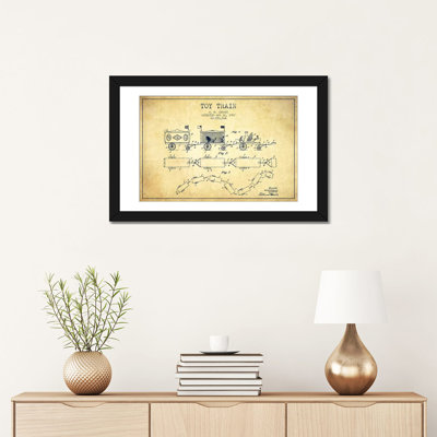 «A.W. «Benson Toy Train Vernis S Croquis», reproduction d'impression sur toile en beige