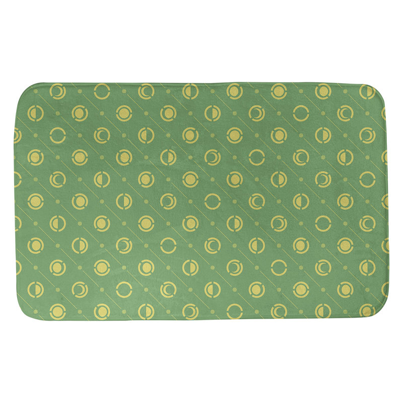 Noira Gothard Two Colour Moon Phases Bath Mat, 21" W x 34" L, Green/Yellow