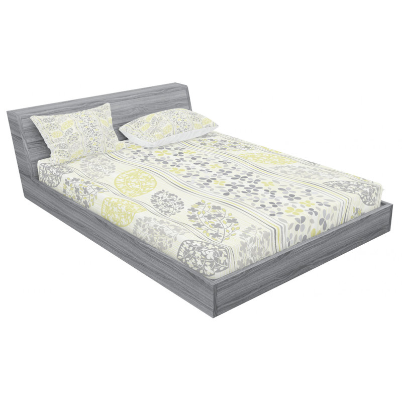 Microfiber Floral Sheet Set, Queen Sheet Set with Fitted Sheet