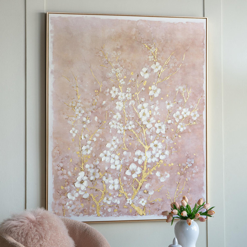 Hand-Painted Cherry Blossom Canvas Art with