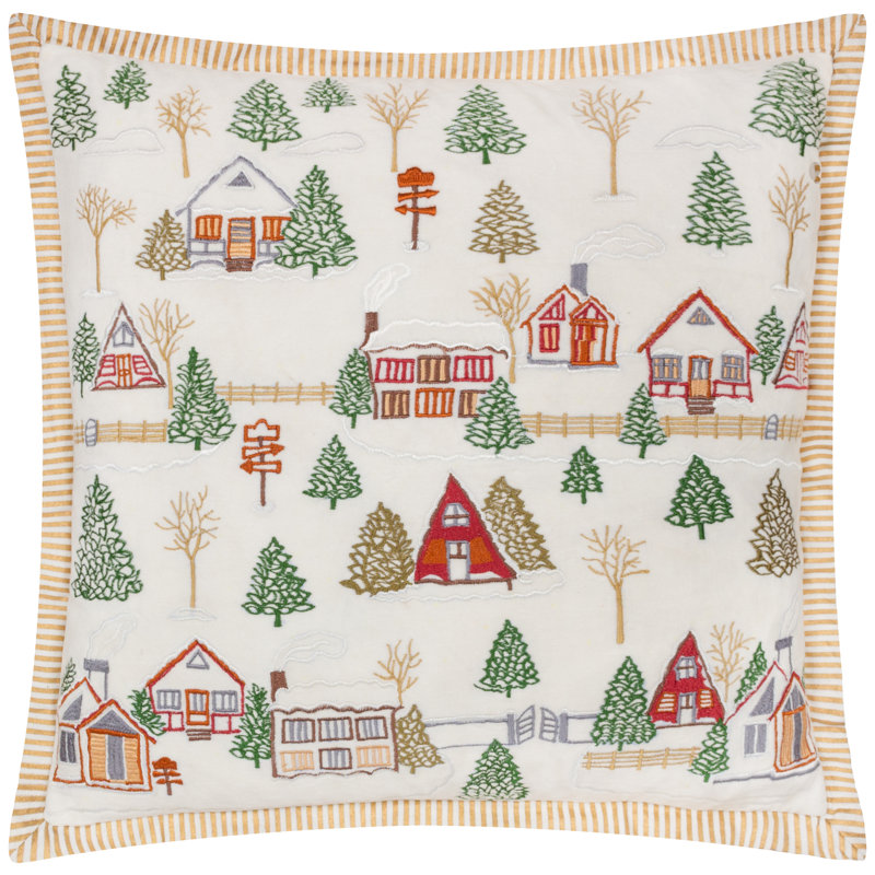 Winter Ski Lodges Cushion Cover Abstract White Square Throw Pillow Cover