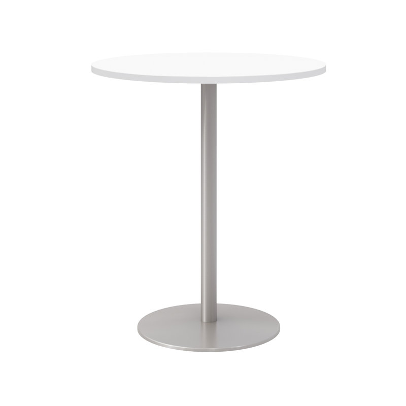 Table ronde à piédestal, Blanc de designer, H 42 po x L 36 po x l 36 po