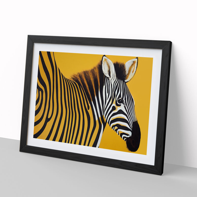 Zebra Vol.2 - Single Picture Frame Painting, 46cm H x 64cm W x 2cm D, Black
