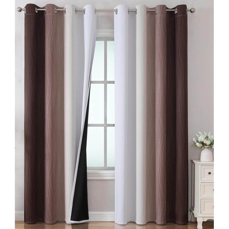 Blackout Curtain Pair, Brown/Greyish White