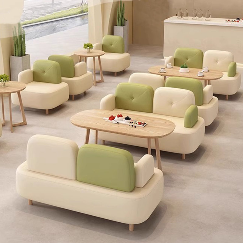 Banc rembourré en similicuir crème, Blanc cassé / vert pâle