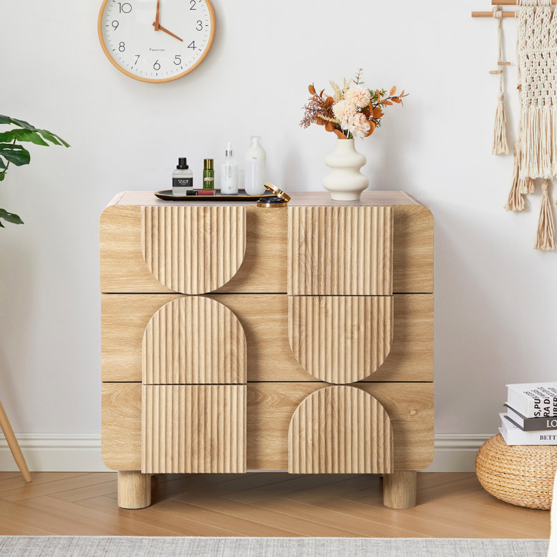 Commode moulée à 3 tiroirs, Jaune