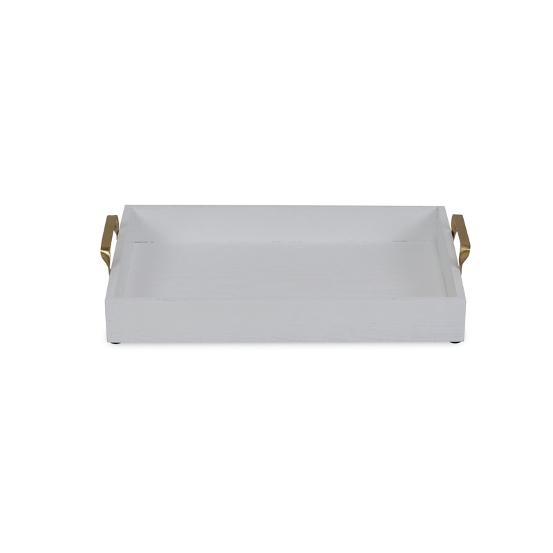 Plateau de service en bois Prall, Blanc
