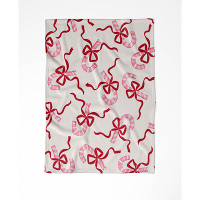 Jeté en velours de coton Candycanes & Bows