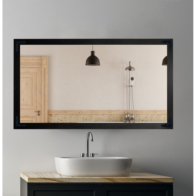 Heavner Flat Wall Mirror, Black, 55" H x 32" W