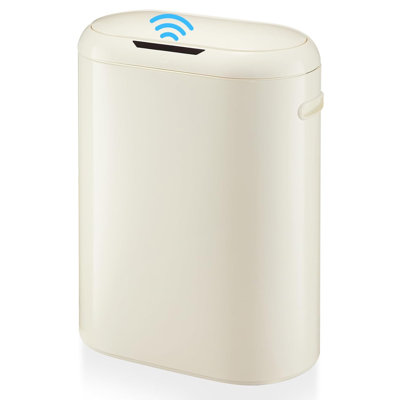 Poubelle de cuisine 13 gallons avec capteur de mouvement sans contact et couvercle à fermeture en douceur, blanc crème, 17,99 po x 9,65 po x 24,13 po