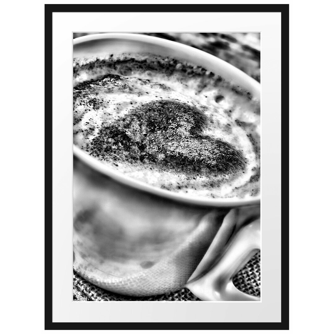 Gerahmtes Poster Kaffe mit Herz