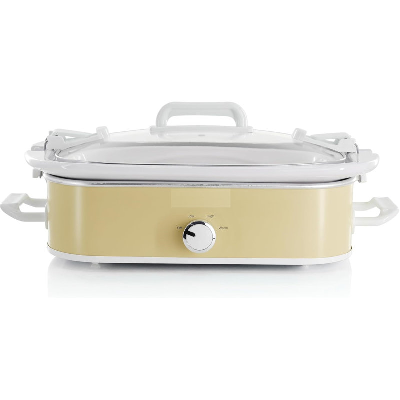 3.5 Quart Slow Cooker With Locking Lid, Oven-safe Crock & 3 Heat Settings, Cream
