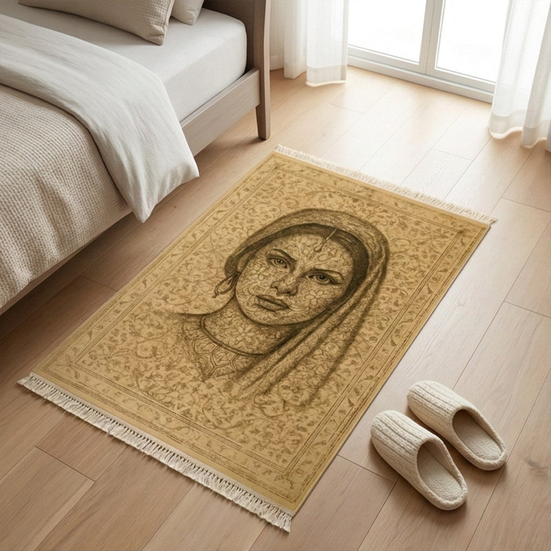 Taupe Sepia Portrait Area Rug