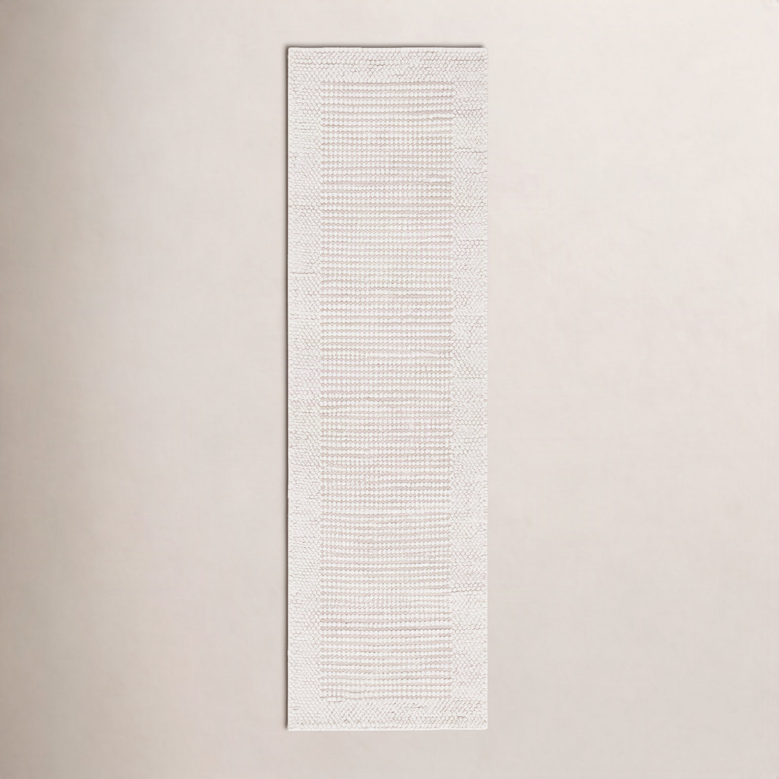 Burdick Ivory Beige Hand-Woven Wool Rug, Runner 2'3" x 8'