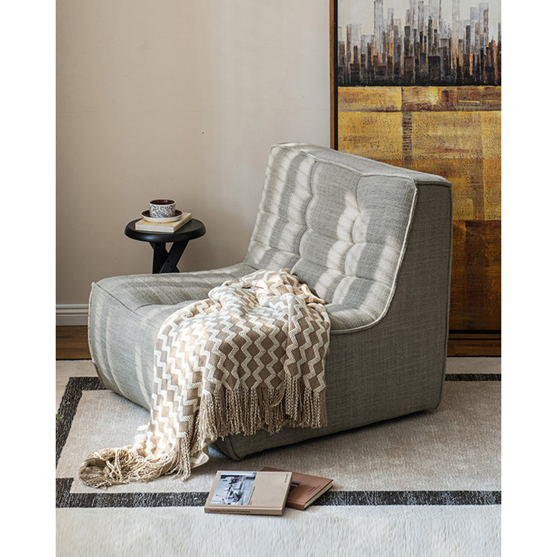 Wabi-Sabi Linen Blend Accent Chair for Home Use