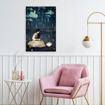 A Basket Of Wishes - Figurative Novelty Urban And Pop Surrealism Celestial Art