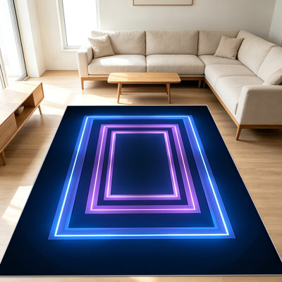 Tapis 1 pièce de style néon pour le salon, doux et confortable, convient à toutes les saisons, facile à entretenir, tapis de sol intérieur lavable à la machine, convient à la chambre à coucher, au bureau, au balcon, au patio, à la salle à manger, à la maison, à la décoration extérieure.