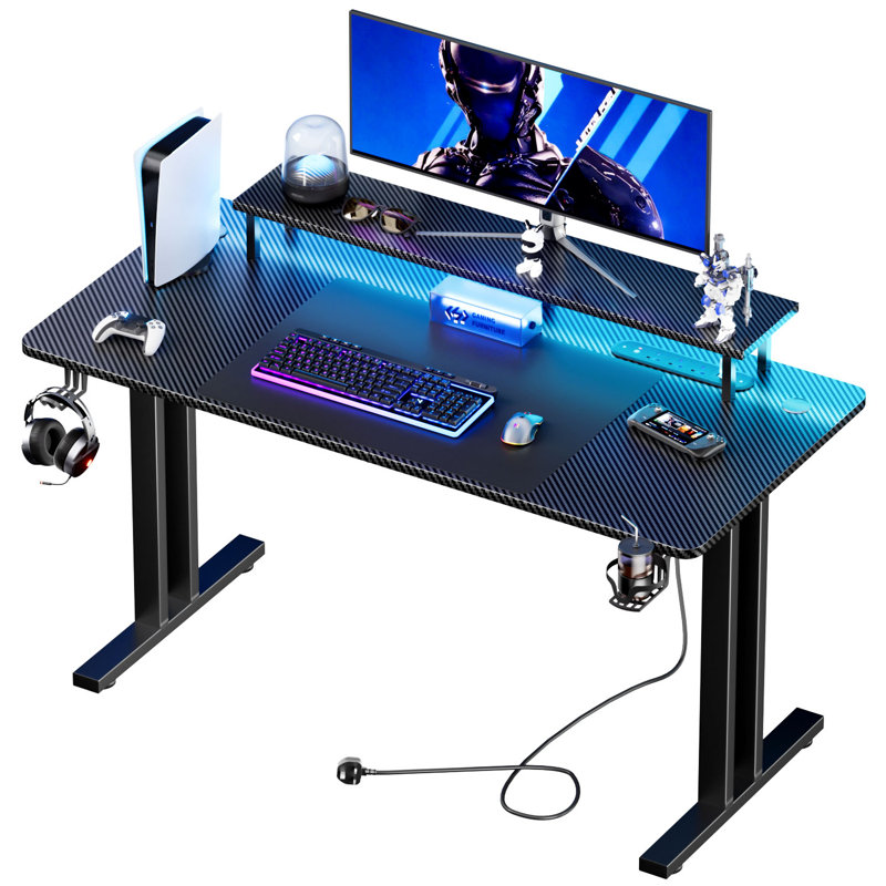 Metal Base Computer Desk with Power Outlet, 74cm H x 120cm W x 60cm D