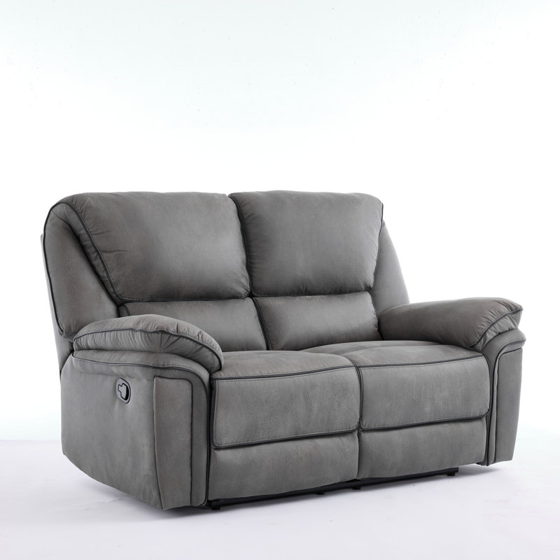 Fabric Reclining Sofa, 2 Seater, Light Grey