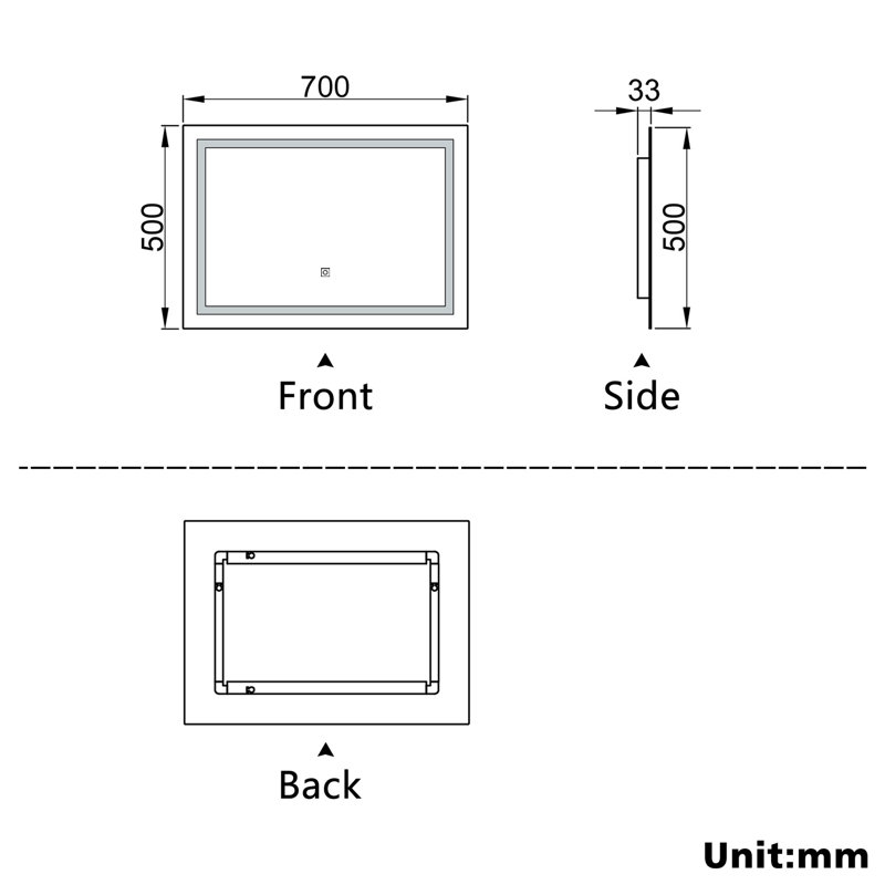 Courtnei Rectangle Wall Mirror Set, 70cm x 50cm