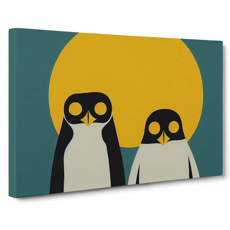 Two Abstract Penguins - Wrapped Canvas, 35cm H x 50cm W x 3cm D