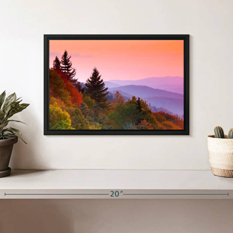 Automne lever de soleil, Cadre flottant noir, 13 po x 9 po