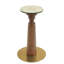 Φ Table de salle à manger ronde rétro en noyer de 80 cm avec base en laiton et bois massif. Table avec pieds en bois et base dorée, table pour 2 personnes pour petit espace