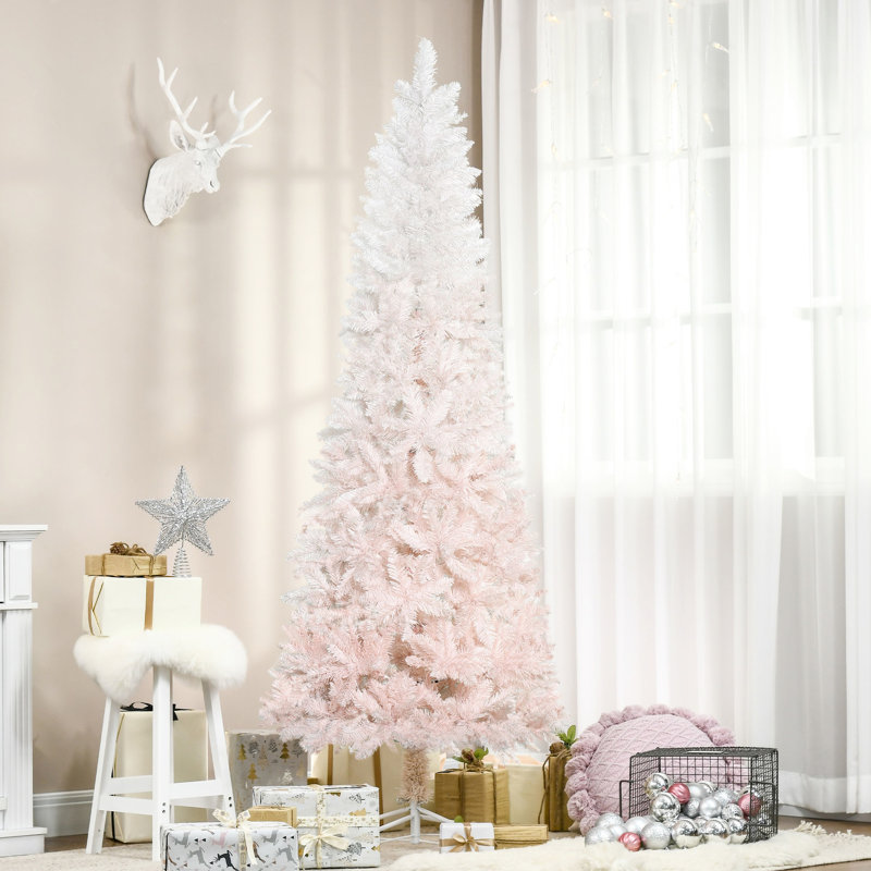 Arbre de Noël artificiel, rose et blanc, point d'eau
