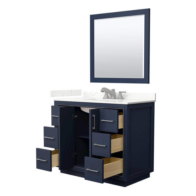42'' W Single Vanity, Dark Blue, Giotto Quartz, Brushed Nickel