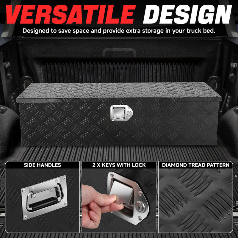 Remorque 39 po en aluminium pour camionnette avec poignée latérale et clés, Noir, noir, noir, noir