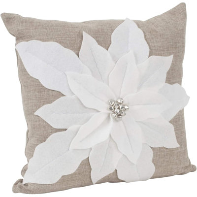 Coussin décoratif unique en forme de poinsettia fleur de Noël 17 po x 17 po