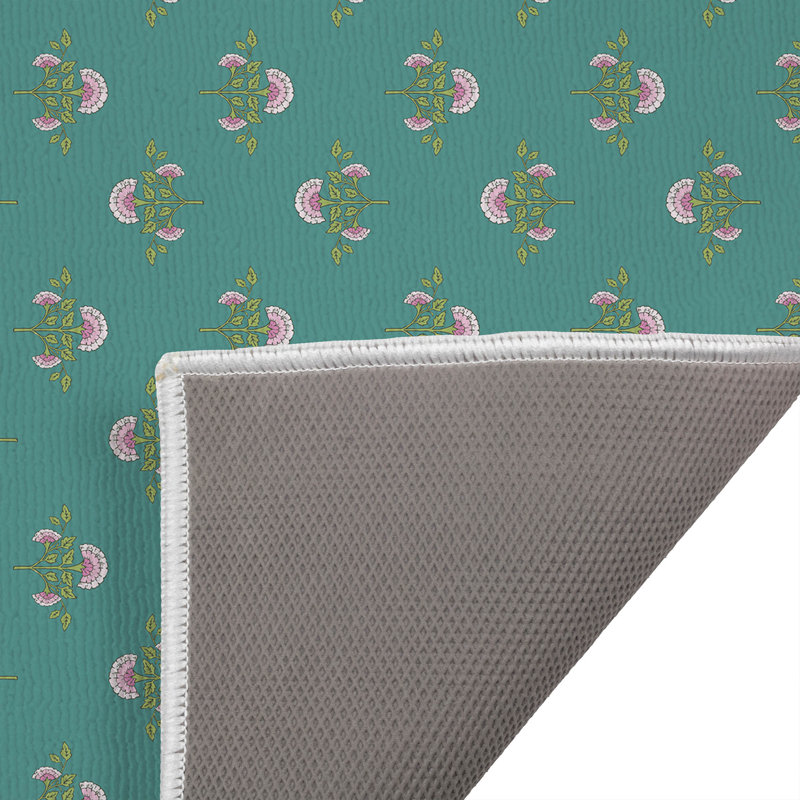 Tapis de bain Flora, Sarcelle, Simple - L 24 po x l 17 po