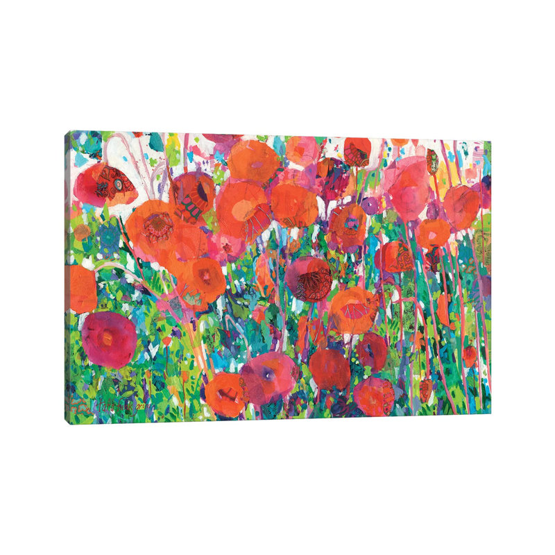 Vivid Poppy Collage III by Tara Funk Grim - Wrapped Canvas Print, 20.32 cm H x 30.48 cm W